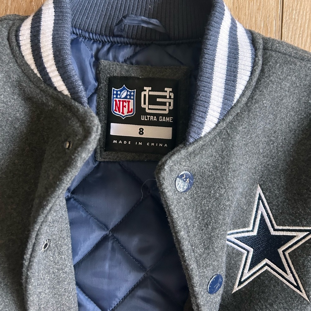 NFL Dallas Cowboys Youth Varsity Bomber Jacket - Gray & Navy